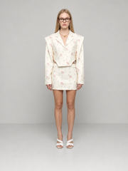 Women's Floral Two Piece Blazer & Skirt Set